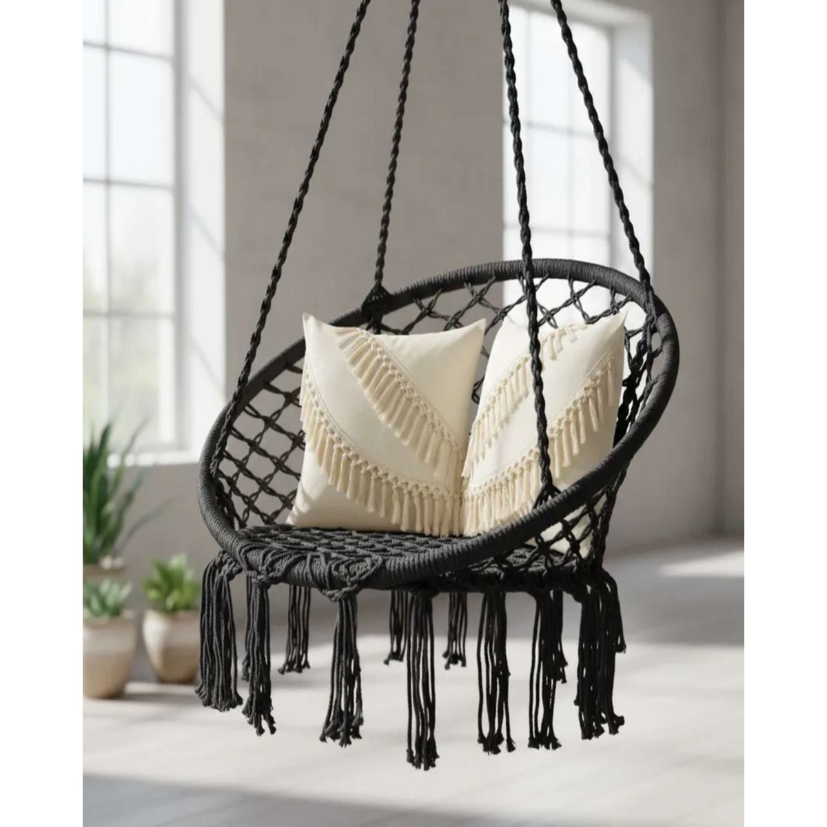 GENERICO - Hamaca Silla Colgante MAS 2 cojines INTERIOR Y EXTERIOR