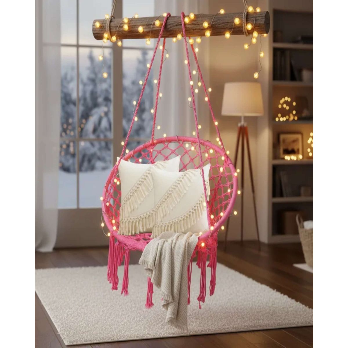 GENERICO - Hamaca Silla Colgante MAS 2 cojines INTERIOR Y EXTERIOR