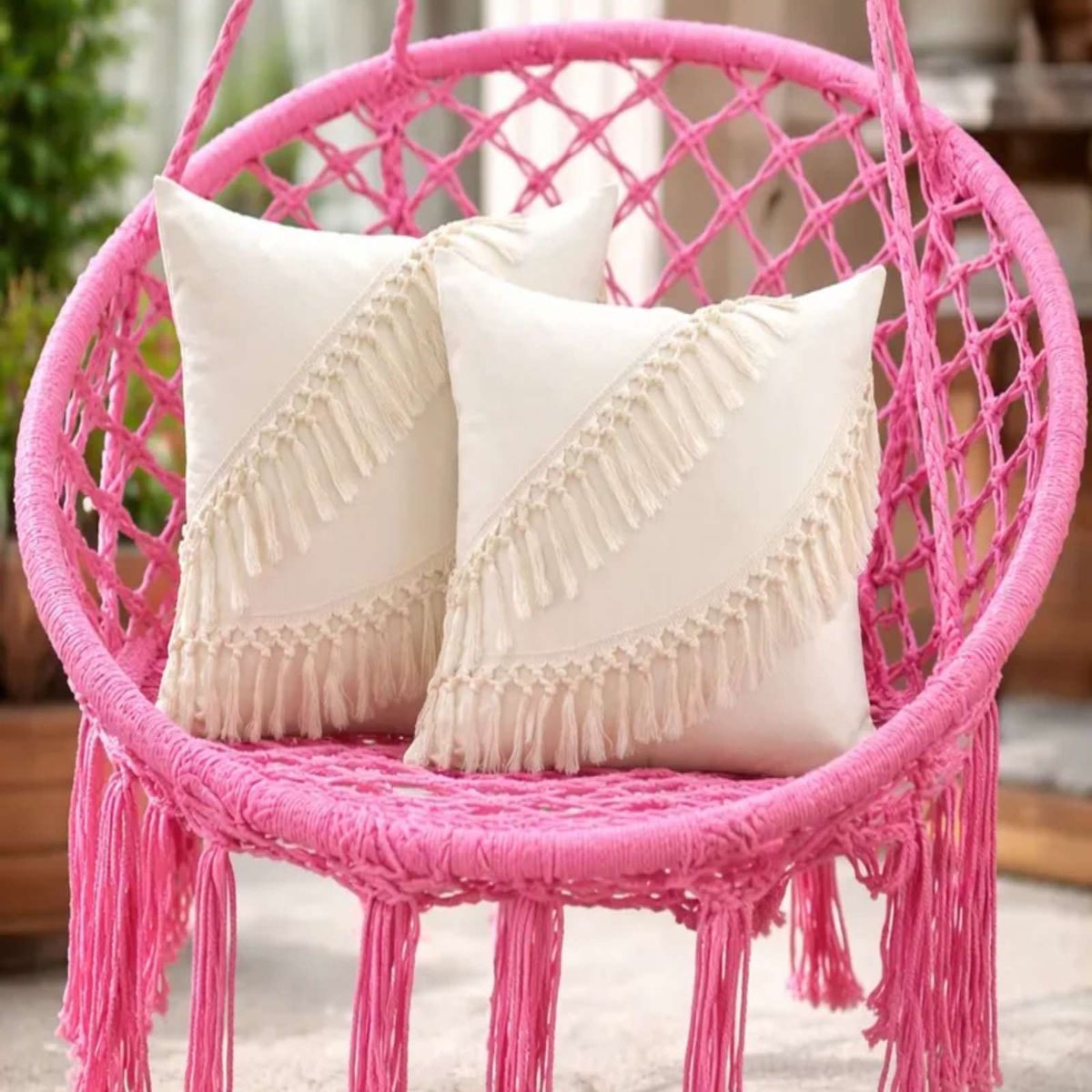 GENERICO - Hamaca Silla Colgante MAS 2 cojines INTERIOR Y EXTERIOR