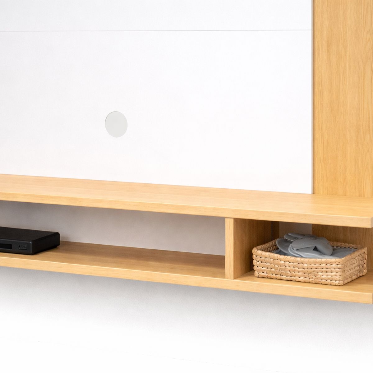 SPACE HOME - Panel de Televisión 50” Diseño Moderno Madera Clara MDF Moderno 118,5 cm