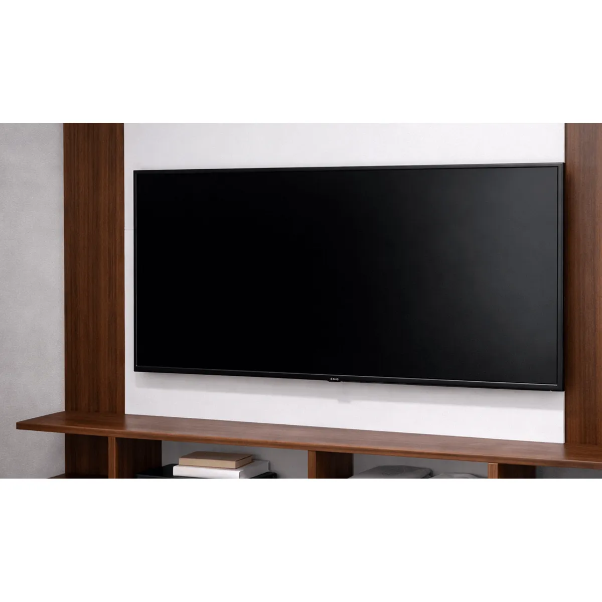 SPACE HOME - Panel para TV 50” Madera Oscura con Repisa MDF