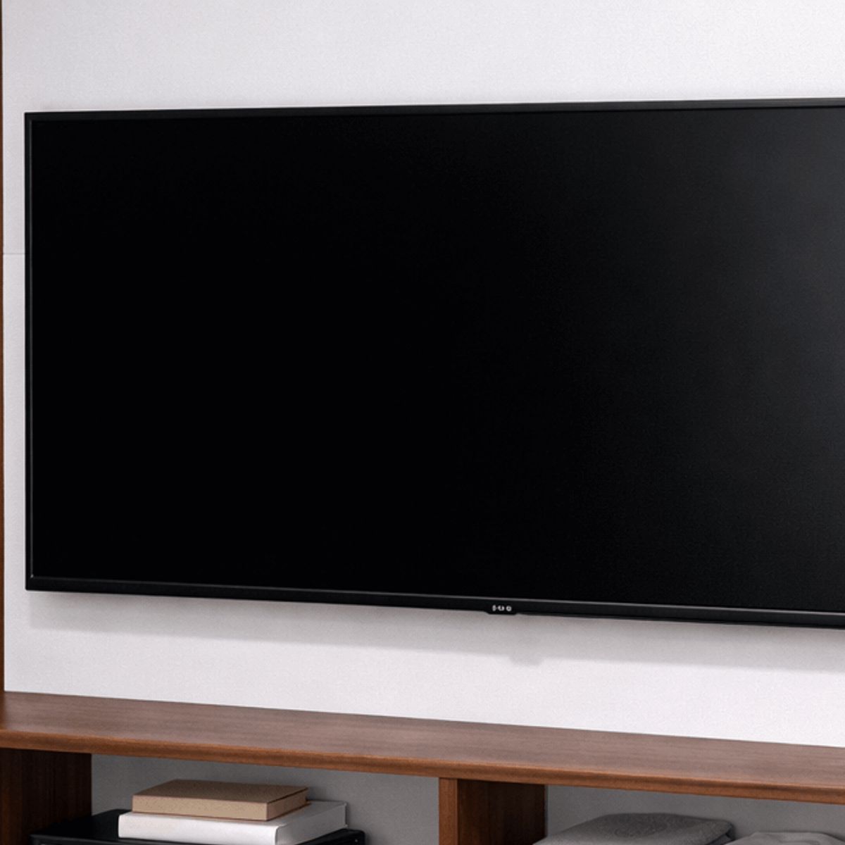 SPACE HOME - Soporte Panel TV 50” MDF Madera Oscura Decorativo con Estante