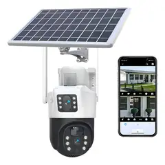 GENERICO - Camara Solar 360° Exterior Wifi Inalambrica Doble Lente 4mp