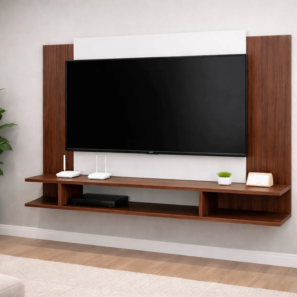 SPACE HOME - Panel de Televisión 50 Pulgadas Decorativo Moderno MDF con Repisa