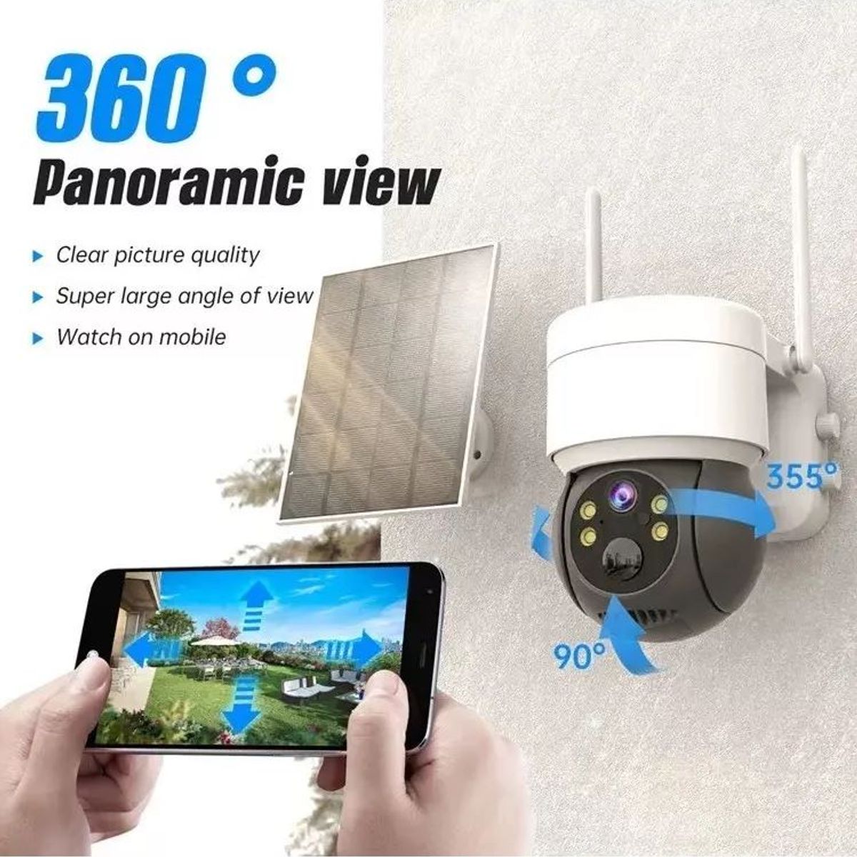 GENERICO - Camara Solar Inteligente Ip Wifi Icsee Exterior Hd 1080p