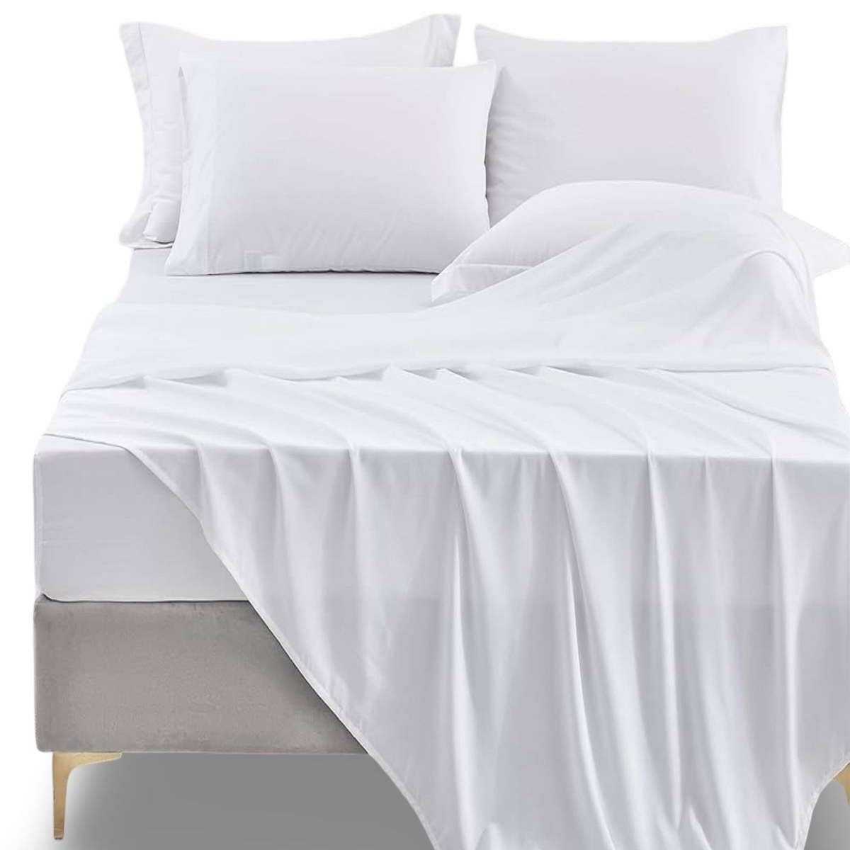 GENERICO - SET DE SABANAS 210 HILOS DORAL PLAZA Y MEDIA BLANCO