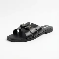 BOVINITA - Sandalia Mujer Negro Chala Plana Verano Playa Liviana