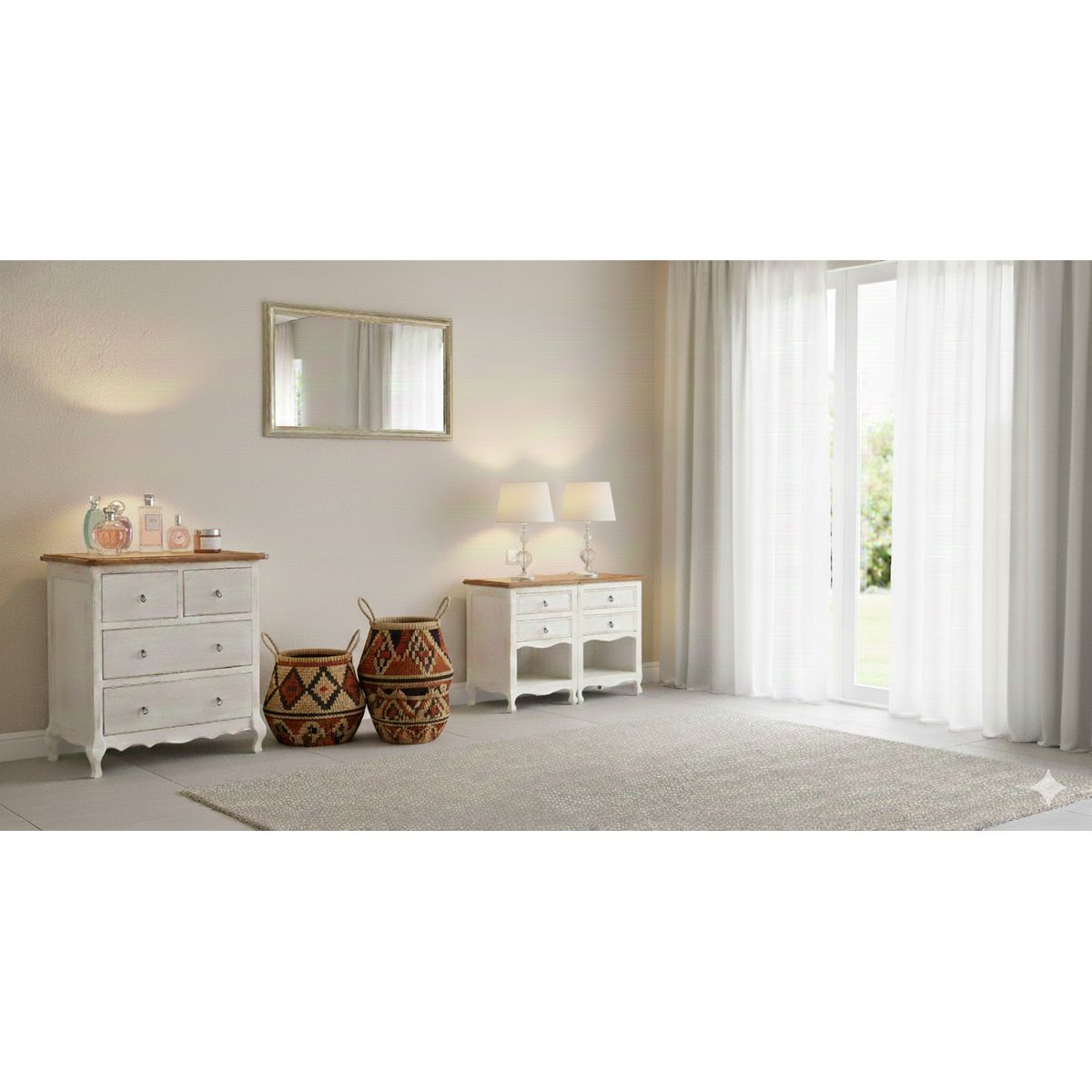 MUEBLES NATIVA - Combo Comoda Normando + 2 Velador Normando