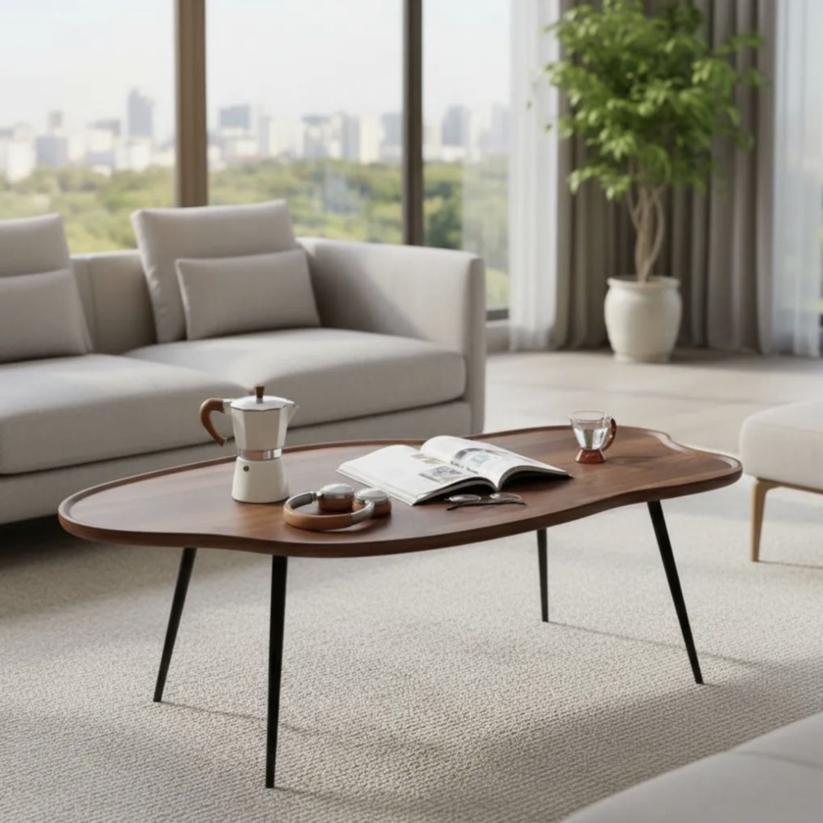 OKAY - Sofá Mesa Madera Auxiliar Mesa De Centro Con Forma De Nube