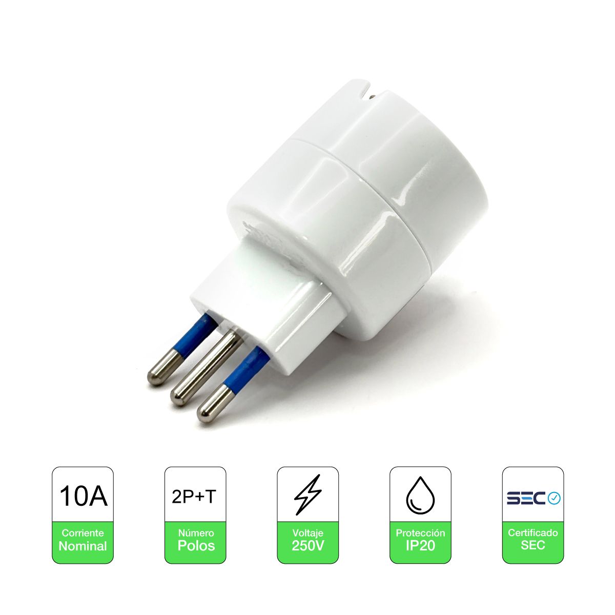 DRL LIGHTING - Adaptador Enchufe Schuko Hembra Eléctrico 10a Certificado