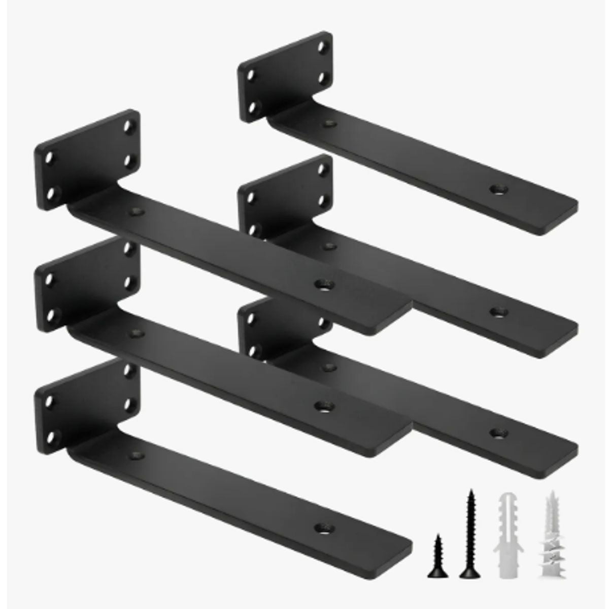 GENERICO - 6pcs Soporte Repisa Flotantes Montaje Pared Baño Cocina15cm Negro