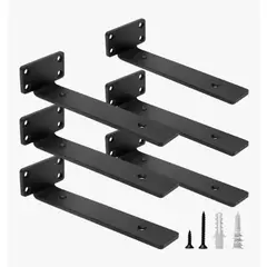 GENERICO - 6pcs Soporte Repisa Flotantes Montaje Pared Baño Cocina15cm Negro