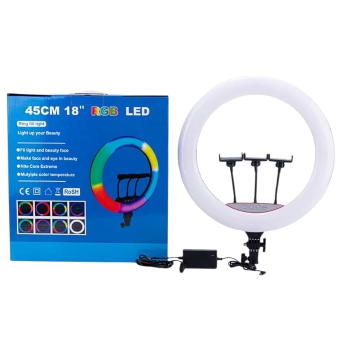 GENERICO - Aro De Luz Led 45 cm  con Control Remoto Color de la estructura Negro