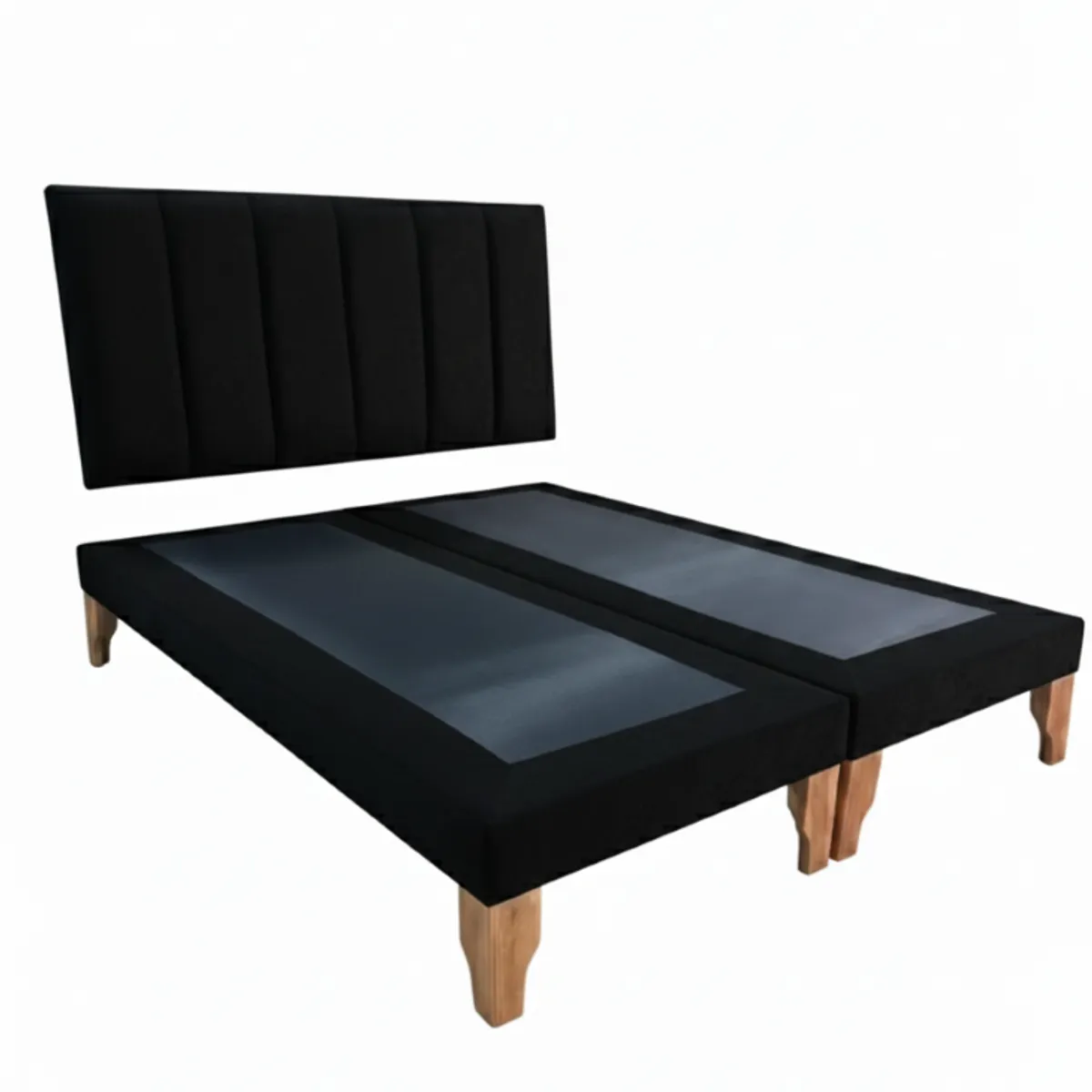 MUEBLES NEW - CAMA SUPER KING LINEAL NEGRO FELPA