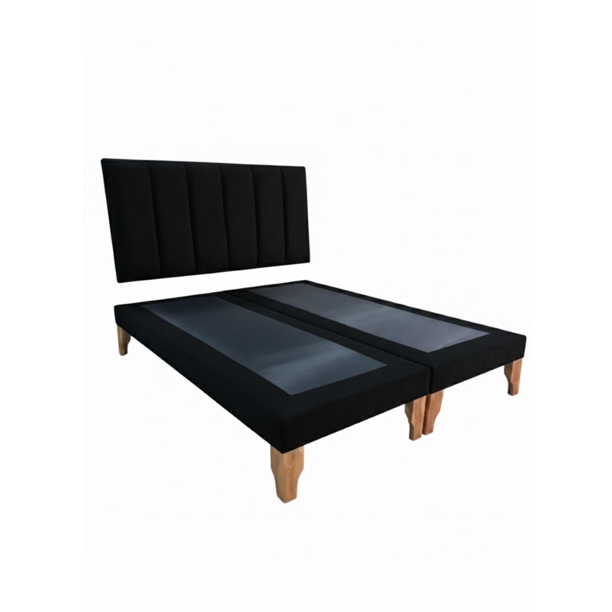 MUEBLES NEW - CAMA SUPER KING LINEAL NEGRO FELPA