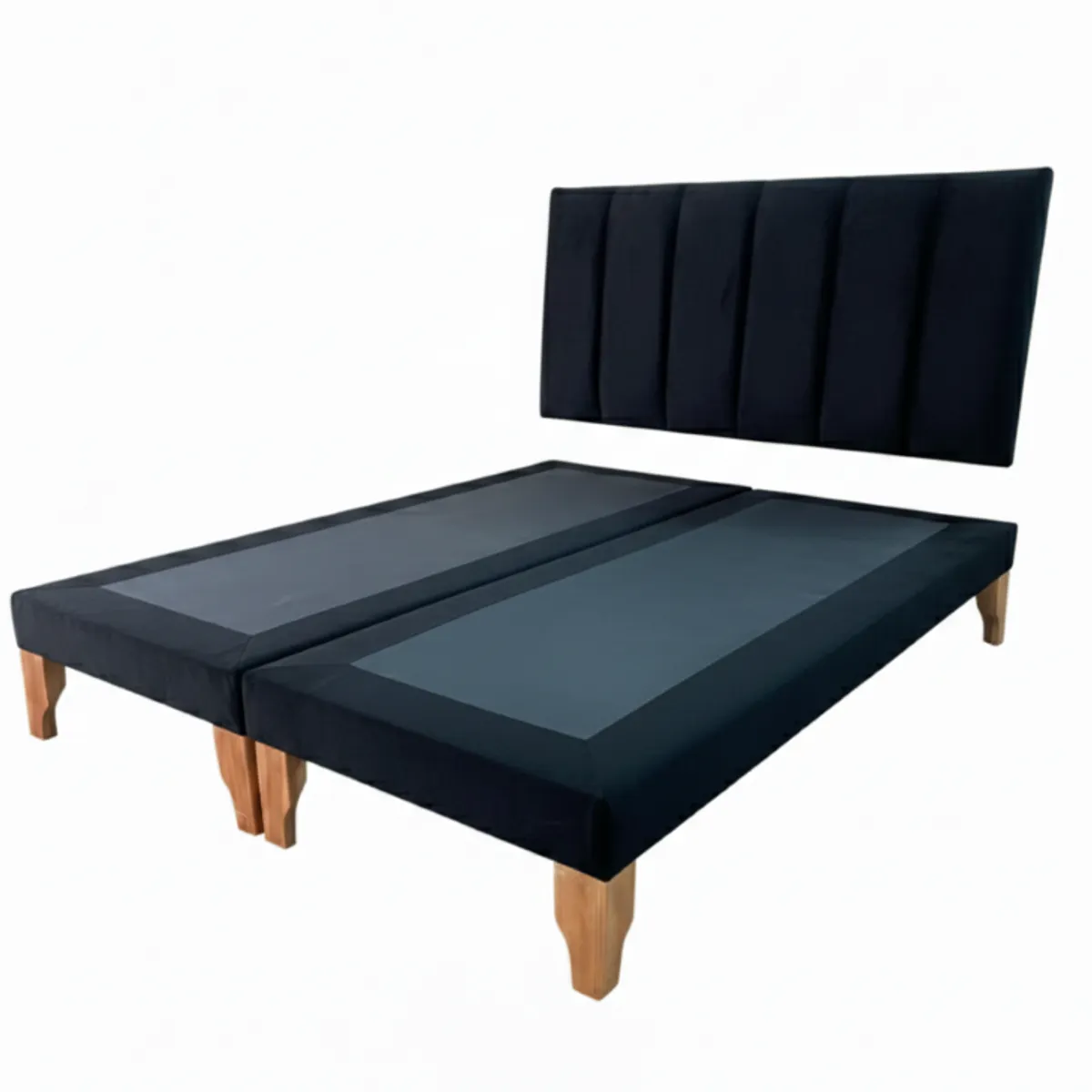 MUEBLES NEW - CAMA SUPER KING LINEAL NEGRO FELPA