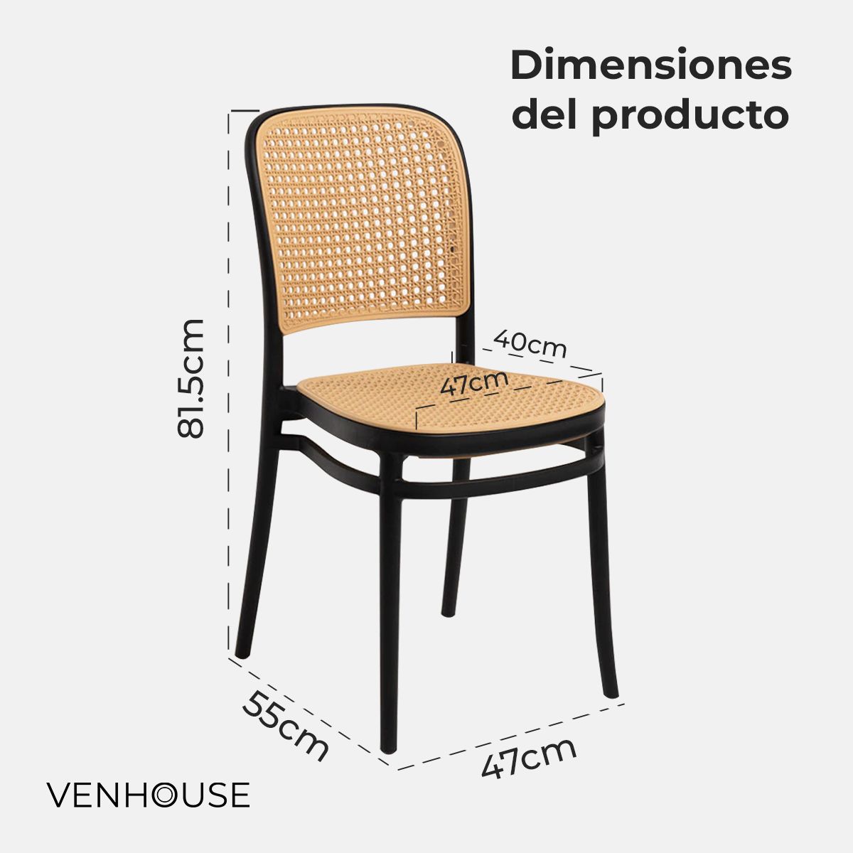 VENHOOUSE - Silla Comedor Moderna Polipropileno Lombardía Venhoouse