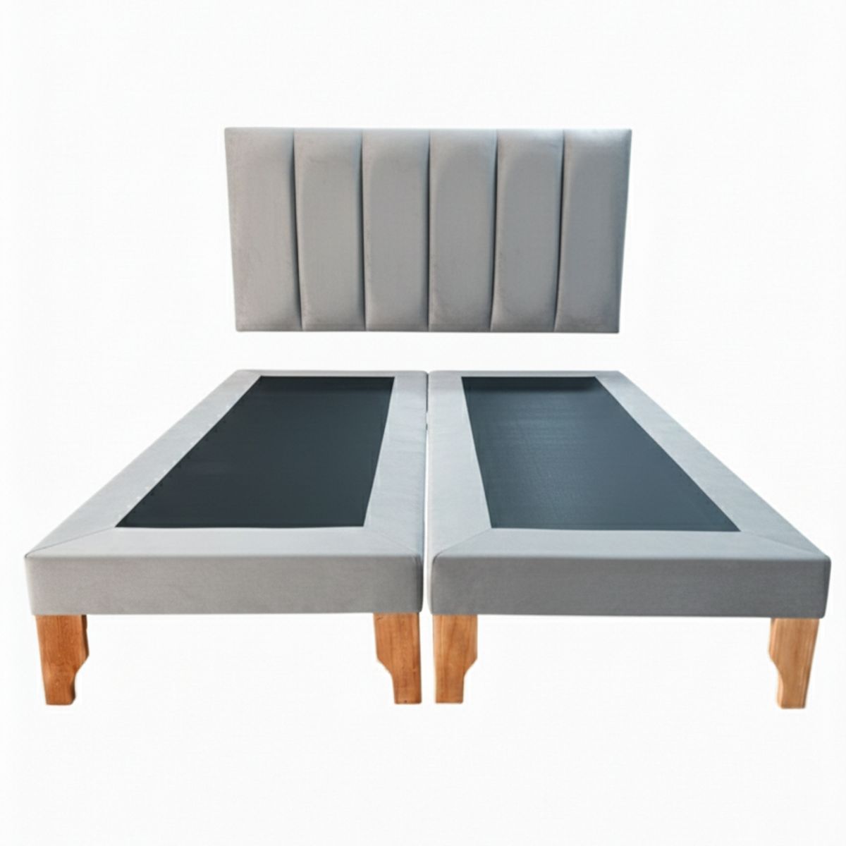 MUEBLES NEW - CAMA KING LINEAL GRIS FELPA