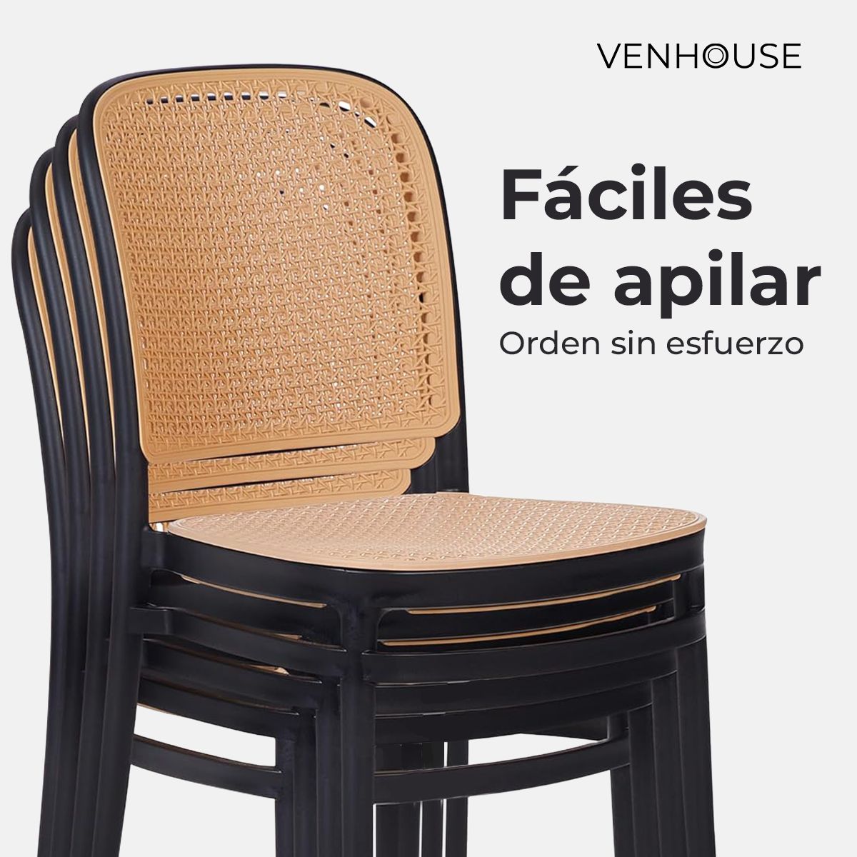 VENHOOUSE - Pack 4 Silla Comedor Moderna Polipropileno Lombardía Venhoouse