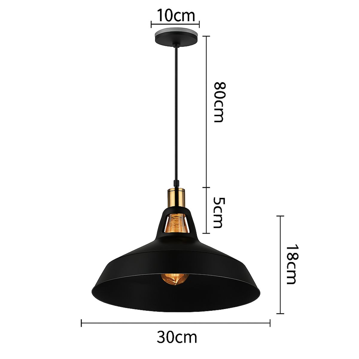 WANT - Lámpara Colgante E27 Vintage Negra Industrial SEC