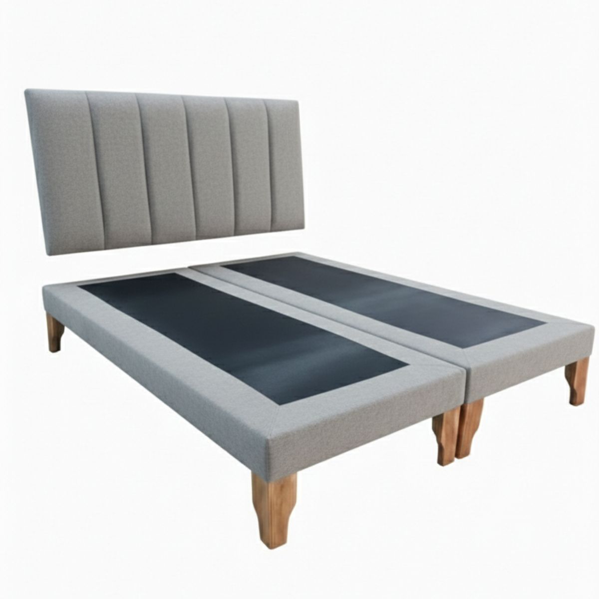 MUEBLES NEW - CAMA SUPER KING LINEAL GRIS FELPA
