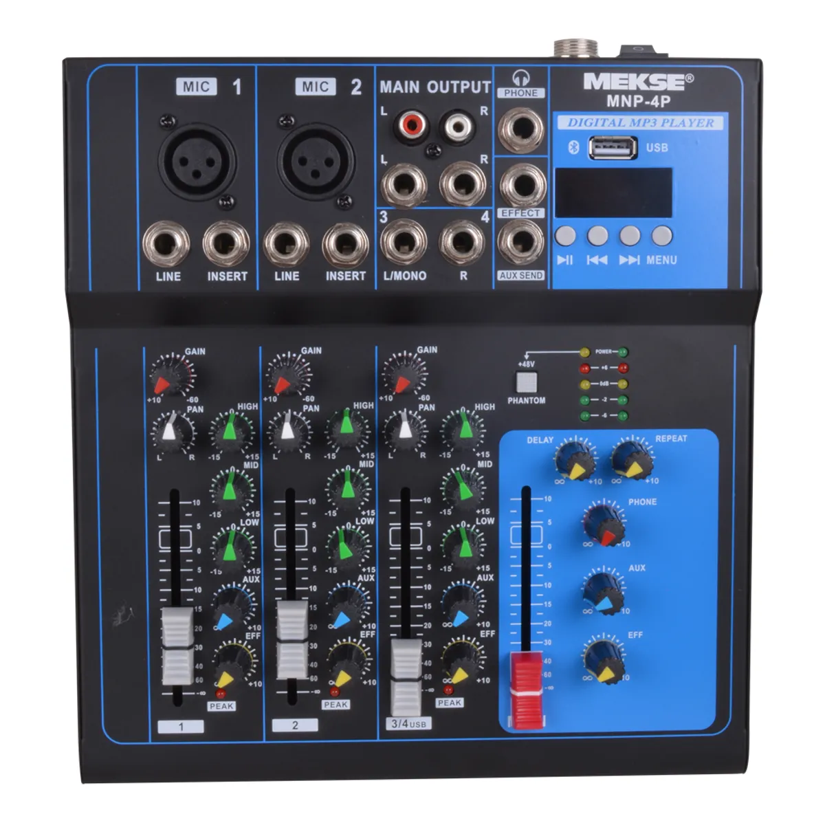 MEKSE - MIXER PASIVO BLUETOOTH USB 2+2 4CANALES MEKSE MNP-4P