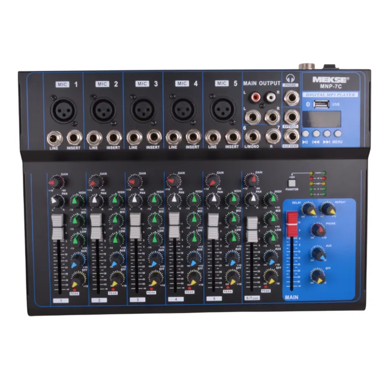 MIXER PASIVO BLUETOOTH USB 5+2 7 CANALES MNP-7C