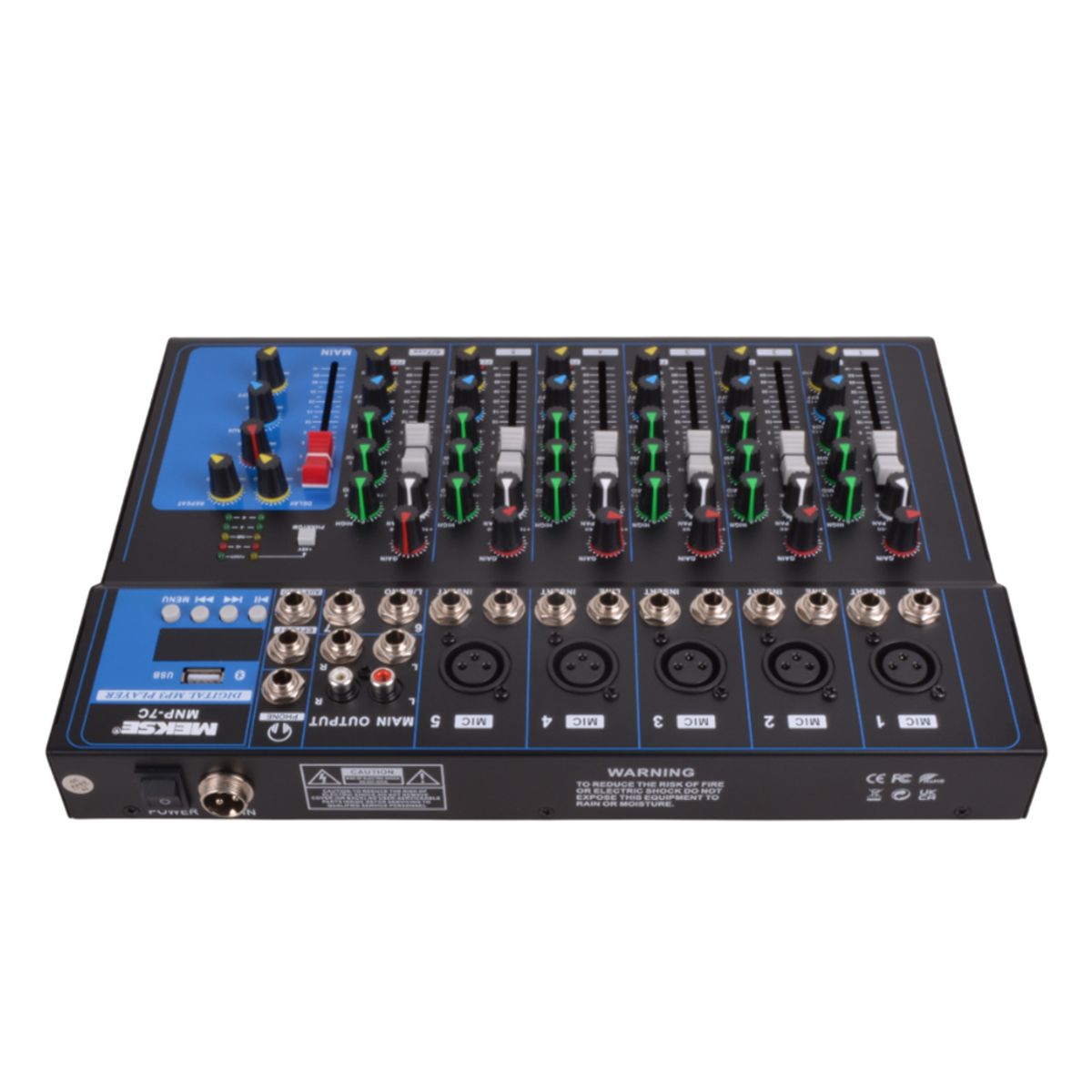 MEKSE - MIXER PASIVO BLUETOOTH USB 5+2 7 CANALES MEKSE MNP-7C
