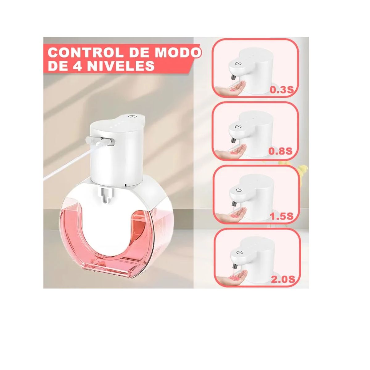 GENERICO - Dispensador Jabon Automatico Baño Sin Contacto 420ml Blanco