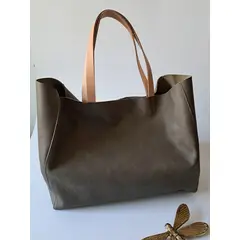 PEPA GONZALEZ - CARTERA TOTE CUERO VERDE OLIVO