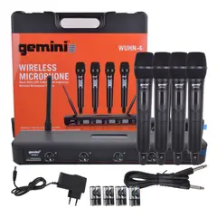 GEMINI - SET 4 MICRÓFONOS INALAMBRICOS UHF DE MANO WUHN-4