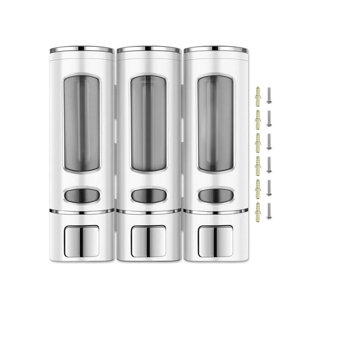 GENERICO - Dispensador Triple De Jabon Liquido Shampoo Acondicionador Blanco
