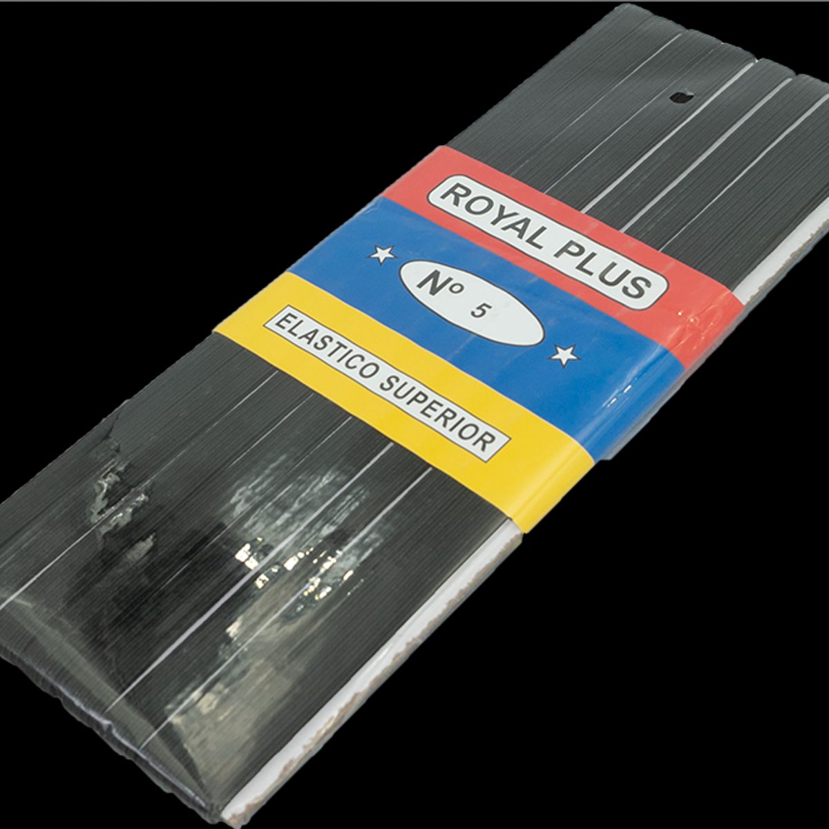 GENERICO - Elástico Negro N°5 7 a 8 mm de ancho pieza de 10 mts