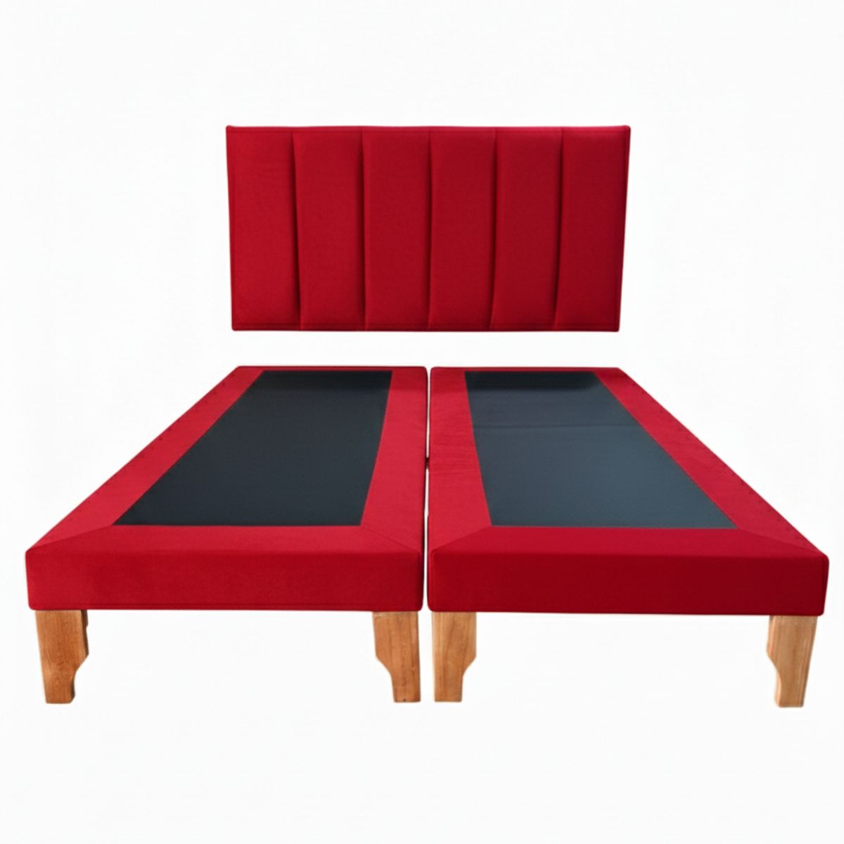 MUEBLES NEW - CAMA DOS PLAZA LINEAL ROJO FELPA