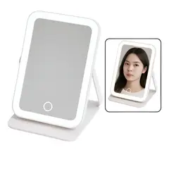 GENERICO - Espejo Maquillaje Led Luz Regulable Usb Portátil Plegable Blanco