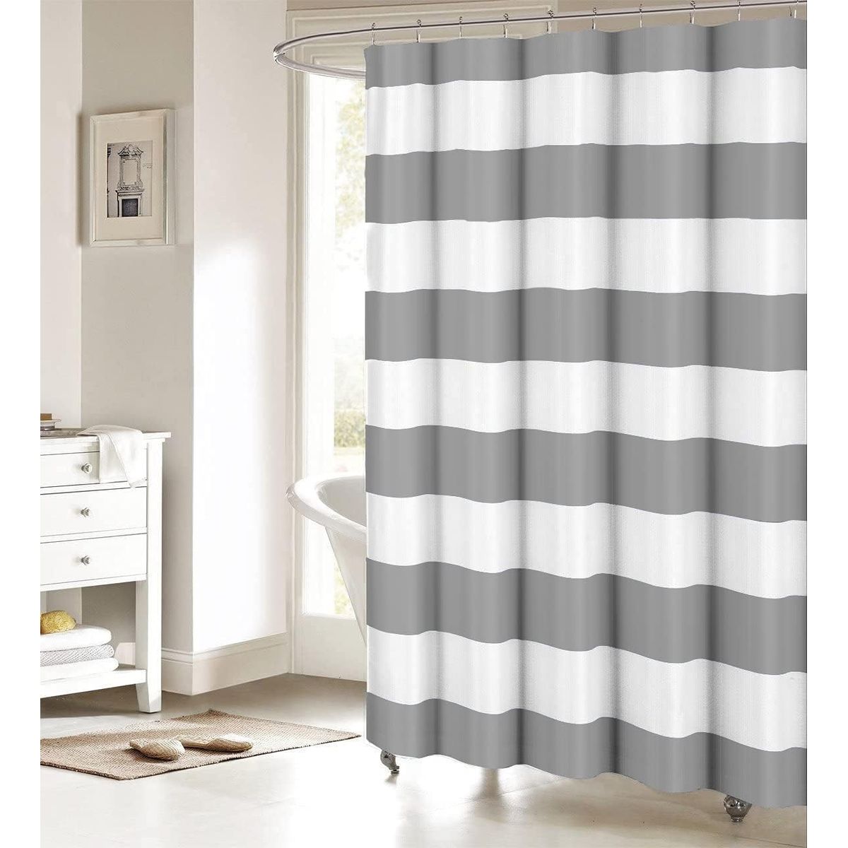 GENERICO - Cortina de baño Blanco con Gris
