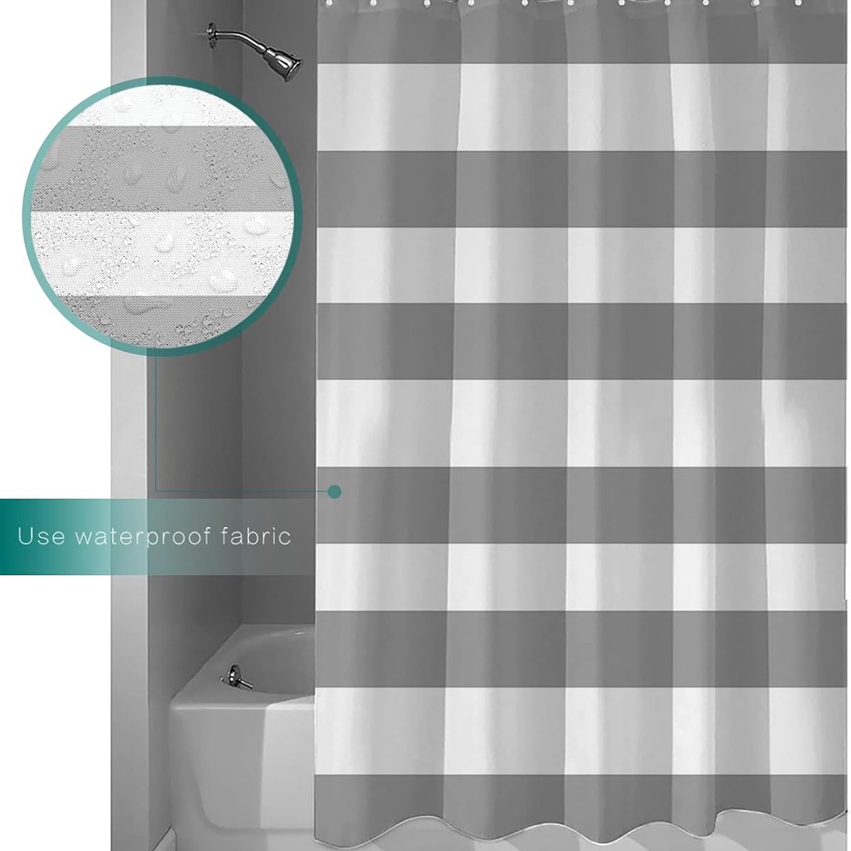 GENERICO - Cortina de baño Blanco con Gris