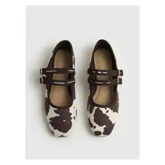 LOUNGE - Zapato Ballerina Vaca Doble Hebilla