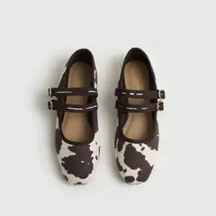 LOUNGE - Zapato Ballerina Mujer Vaca Doble Hebilla