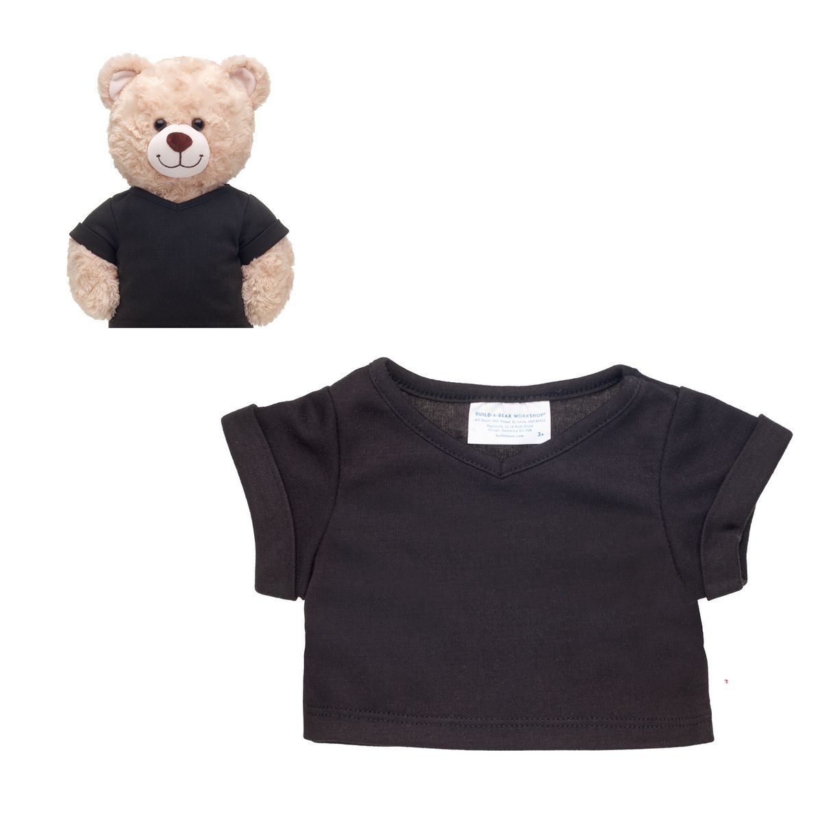 BUILD A BEAR - Polera Negra Cuello V Build-A-Bear