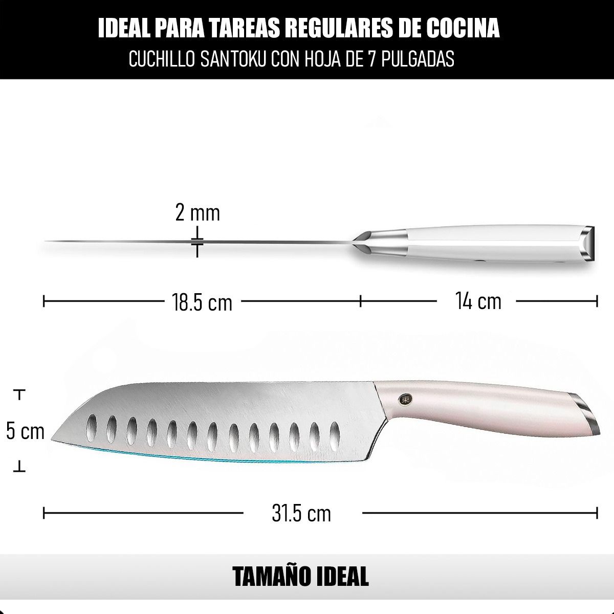 GENERICO - Cuchillo Carnicero Cuchillo De Cocina  Chef Santoku