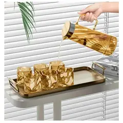 IRM - Juego Jarra Infusión y Vasos BOWETE de Vidrio Borosilicato Elegante