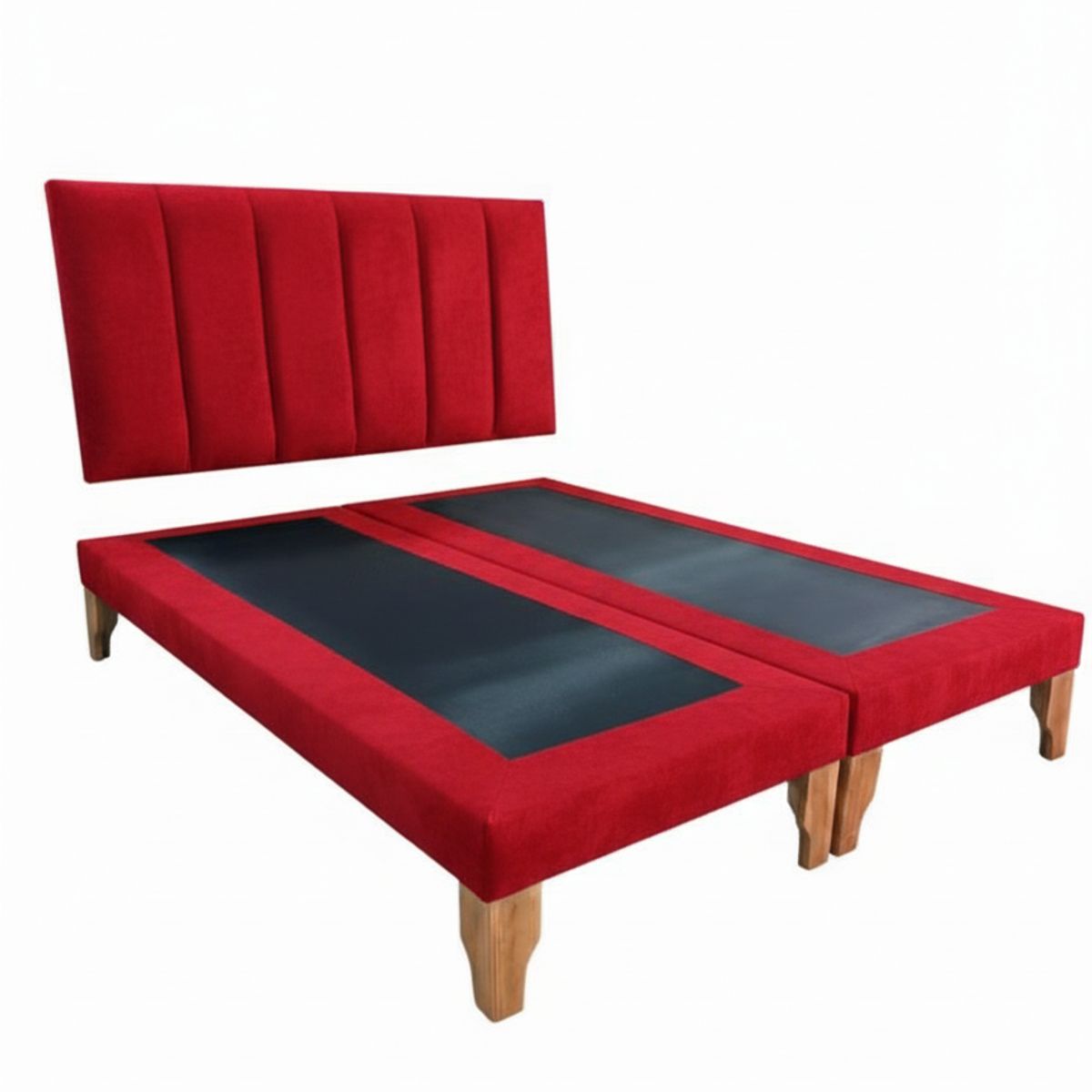 MUEBLES NEW - CAMA SUPER KING LINEAL ROJO FELPA