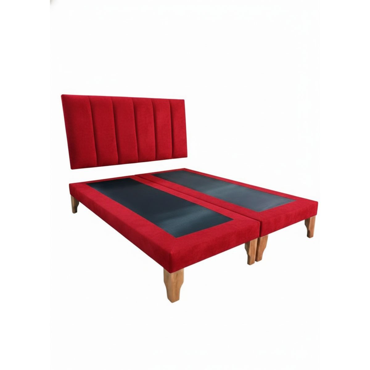 MUEBLES NEW - CAMA SUPER KING LINEAL ROJO FELPA