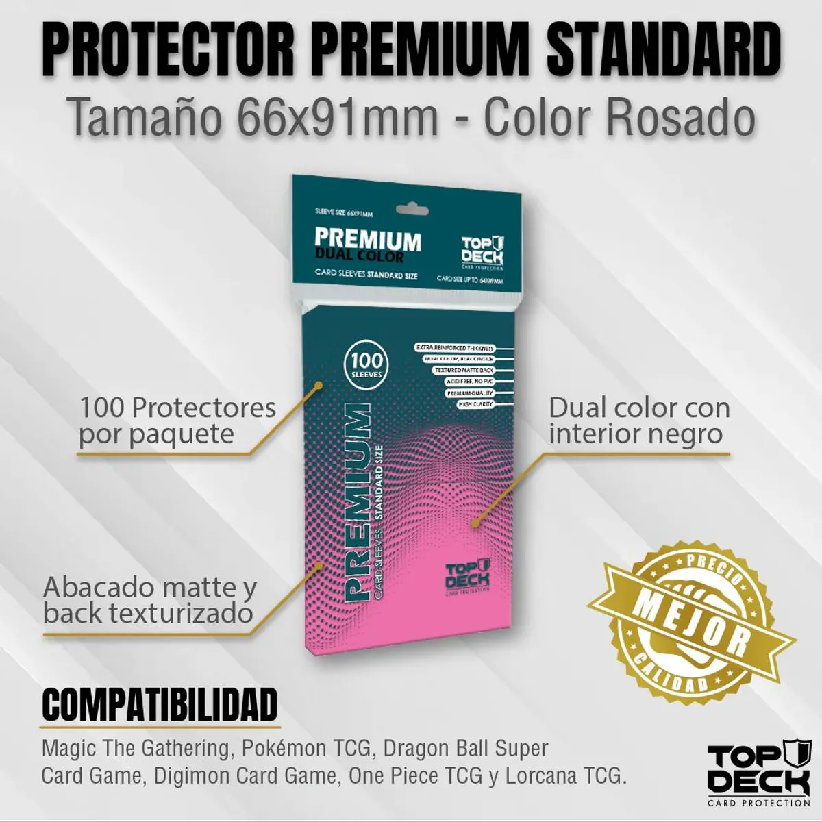 GENERICO - Protectores Premium Dual Color Standard Rosado (66x91mm)