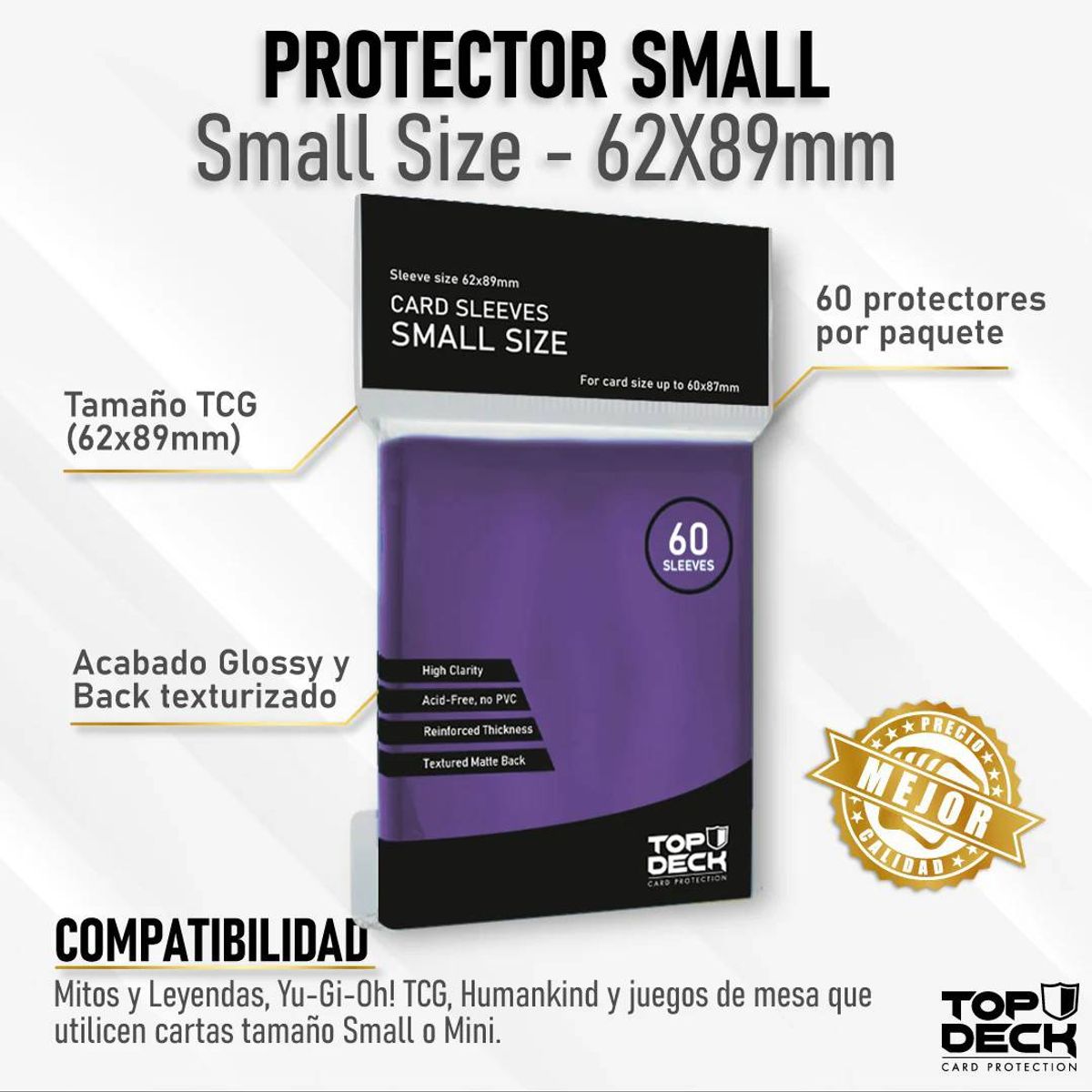GENERICO - Protectores Top Deck Small Morado (62x89mm)