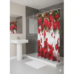 GENERICO - Cortina de baño poliester tela Rosas