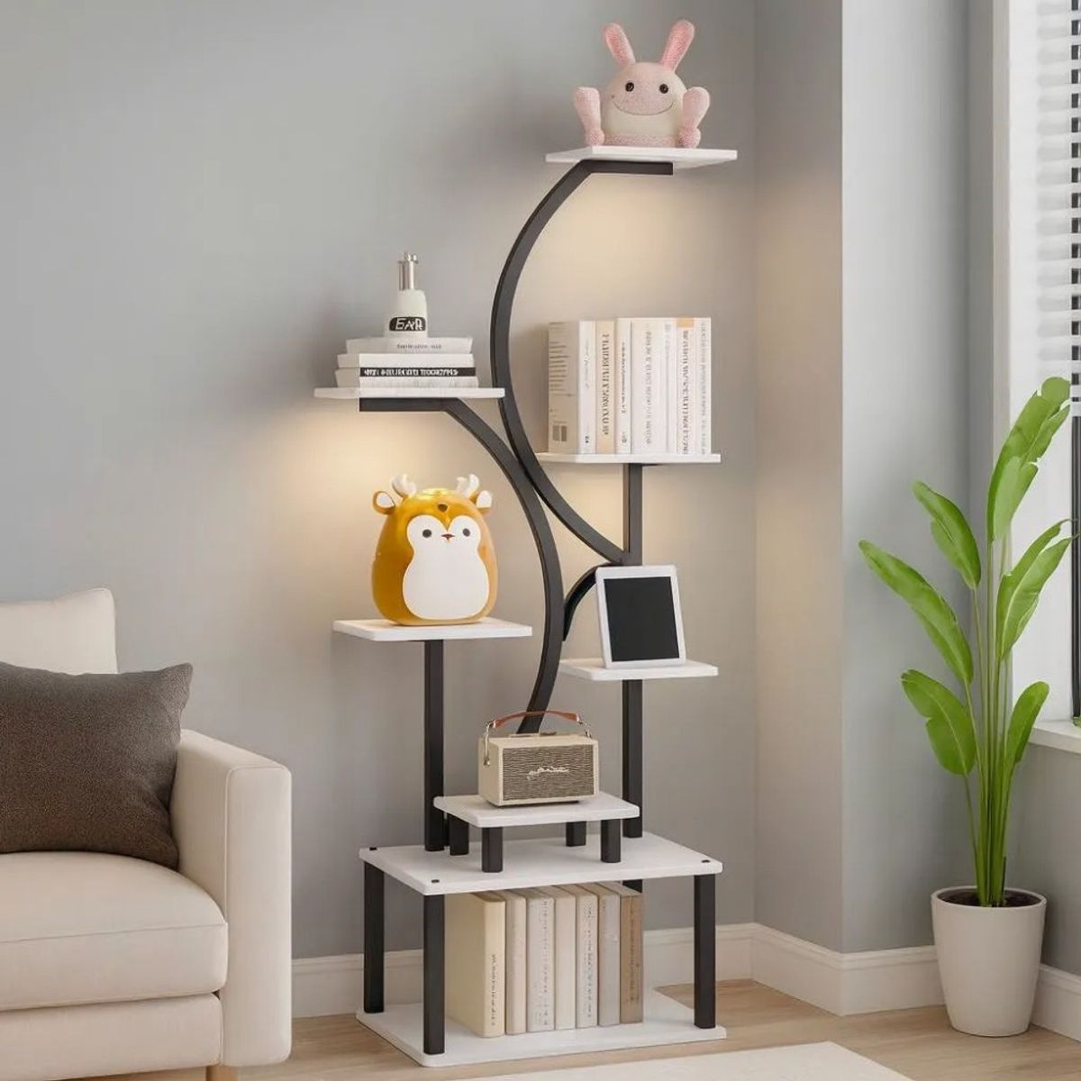 MUNDO MAGIA - Organizador Repisa Decoración Estante Planta Librero Con Luz
