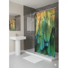 GENERICO - Cortina de baño poliester tela Hojas