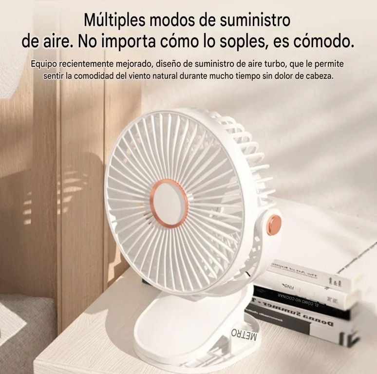 GENERICO Ventilador Portatil 3 en 1 luz led carga usb muro, escritorio o gancho